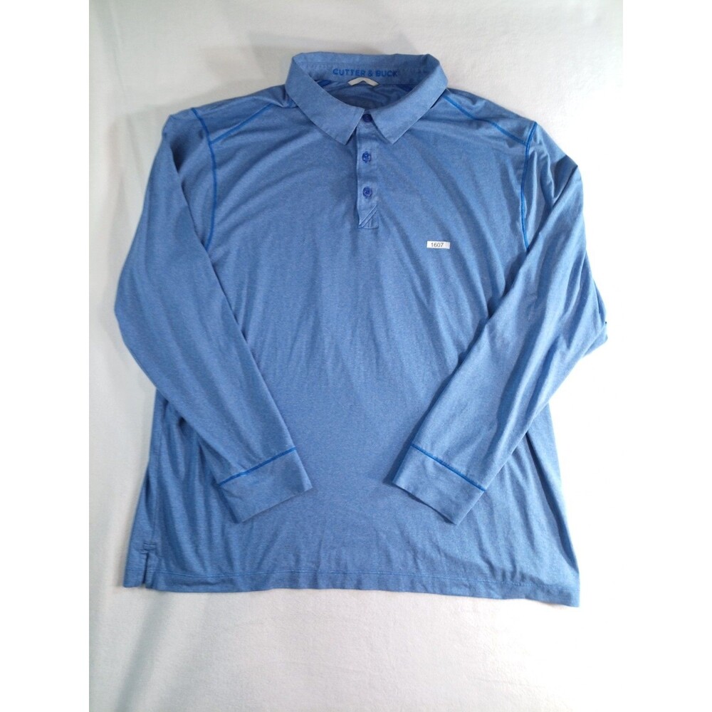 Cutter & Buck Polo Shirt Mens 1XB Big Tall Blue Long Sleeve Performance Golf